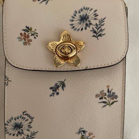 Coach Cream and Gold Mini Bag with Floral Design - Picture 1 of 8